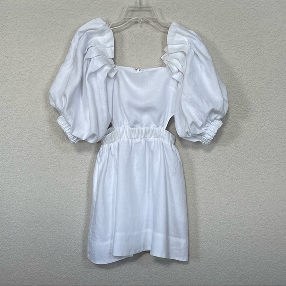 NWOT Sovere white Noble puff sleeve cutout mini dress - Picture 2 of 4